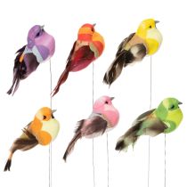 Product Artificial bird with wire for crafting, colorful decoration for any season, 8cm, 12 pieces