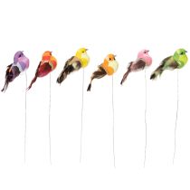 Product Artificial bird with wire for crafting, colorful decoration for any season, 8cm, 12 pieces