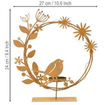 Product Bird decorative flower tealight holder rust look 24×27×6cm