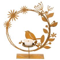 Product Bird decorative flower tealight holder rust look 24×27×6cm