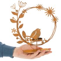 Product Bird decorative flower tealight holder rust look 24×27×6cm