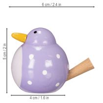 Product Bird decorative figurine with polka dot pattern as a fresh and friendly room accent, purple, 6cm, 6 pieces