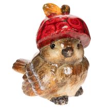 Product Decorative bird figurine with red apple cap, autumn decoration, 13cm
