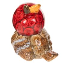 Product Decorative bird figurine with red apple cap, autumn decoration, 13cm