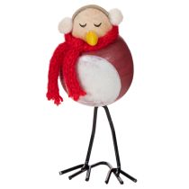 Product Decorative bird figurine with scarf, winter decoration, 11cm, 4 pieces