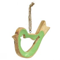 Product Bird decoration wooden hanging green natural 15.5x1.5x16cm