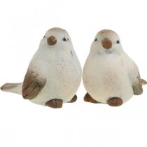 Ceramic birds, spring, decorative birds white, brown H7/7.5cm 6pcs