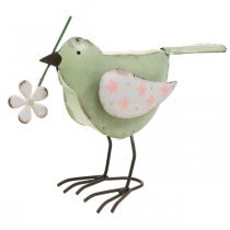 Decorative figure bird with flower spring decoration vintage metal 19.5cm