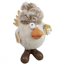 Product Christmas figures bird with hat beige 11.5x8x14cm 2pcs