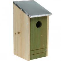 Nesting box for hanging, nesting aid for small birds, bird house, garden decoration natural, green H26cm Ø3.2cm