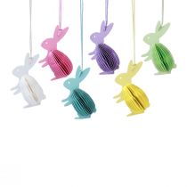 Product Honeycomb Easter bunnies standing for hanging colored 5×3×8cm 6pcs