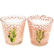 Wax candle in glass cactus Ø6.5cm 2pcs