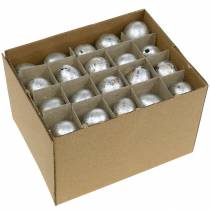 Product Quail egg decoration, silver, empty, 3cm, Easter decoration, 50 pieces