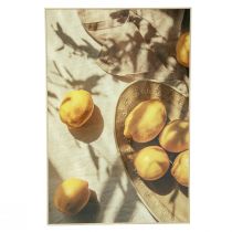 Product Lemon wall art, summer decor, Mediterranean flair, wooden frame, 40x60cm, wall decoration for living room
