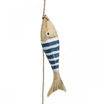 Maritime deco hanger wooden fish for hanging dark blue L123cm
