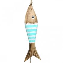 Product Maritime decorative hanger wooden fish for hanging turquoise L123cm