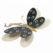 Product Wall Art Butterfly Deco Black White Gold Metal 15cm