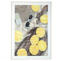 Product Wall decoration &quot;Sweet Lemon Time&quot; - Summery picture with lemonade and straw hat, 40x60cm in wooden frame