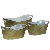 Set of planter tub copper-colored/white L32.5cm/36.5cm/41.5cm