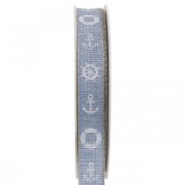 Product Woven ribbon anchor deco ribbon maritime blue, white 15mm 20m