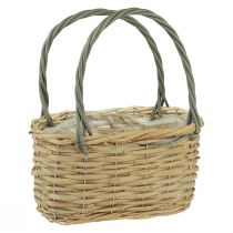 Wicker basket plant bag basket natural gray 26.5x14x30cm