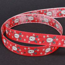 Product Christmas ribbon with reindeer decorative ribbon red 15mm 18m
