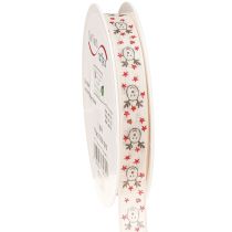 Product Christmas ribbon with reindeer white cream sturdy edge 15mm 18m