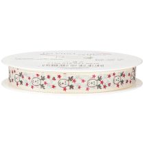 Product Christmas ribbon with reindeer white cream sturdy edge 15mm 18m