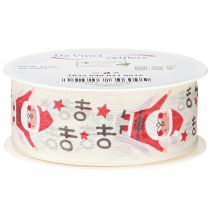 Product Christmas ribbon with Santa cotton ribbon cream 40mm 15m