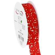 Product Christmas ribbon with golden speckles, red, 25mm, 20m