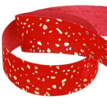 Product Christmas ribbon with golden speckles, red, 25mm, 20m