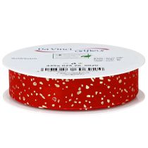 Product Christmas ribbon with golden speckles, red, 25mm, 20m