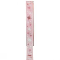 Product Ribbon Christmas gift ribbon pink star pattern 15mm 20m