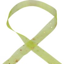 Product Ribbon Christmas, organza ribbon green star pattern 25mm 25m