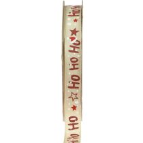 Product Christmas ribbon “Ho Ho Ho” gift ribbon beige 15mm 15m