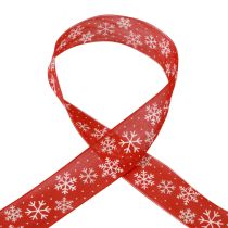 Product Christmas ribbon red snowflakes gift ribbon 40mm 15m