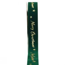 Product Gift ribbon, Christmas ribbon, velvet ribbon Green Merry Christmas 25mm 20m