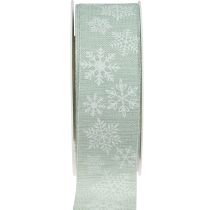 Product Christmas ribbon snowflake gift ribbon light green 35mm 15m