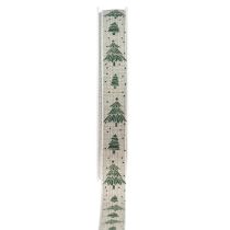 Product Christmas ribbon fir gift ribbon natural green 15mm 20m