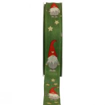 Product Christmas Ribbon Gnome Green 25mm 20m