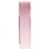 Christmas ribbon with mica pink 25mm 20m