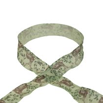 Product Christmas ribbon with deer motif ribbon light green 40mm 20m