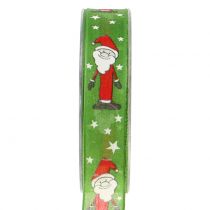 Christmas ribbon with Santa Green 25mm 20m