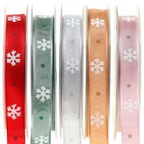 Product Christmas ribbon with snowflake 15mm 20m