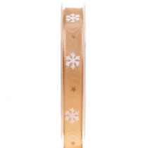 Christmas ribbon with snowflake orange 15mm 20m