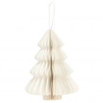 Product Hanging Christmas tree decoration, paper, white and silver, 20cm, set of 5