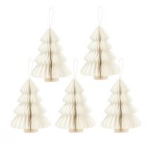 Product Hanging Christmas tree decoration, paper, white and silver, 20cm, set of 5