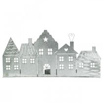 Product Christmas decoration houses, tealight holder metal silver 25cm