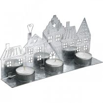 Product Christmas decoration houses, tealight holder metal silver 25cm
