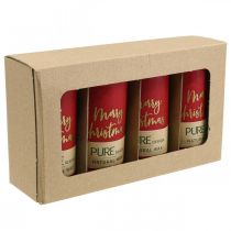 Product Red Advent candles "Merry Christmas" made of stearin and rapeseed wax for Christmas decoration, set of 4, 130/60mm